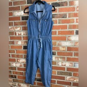Denim Zip-Front Jumpsuit